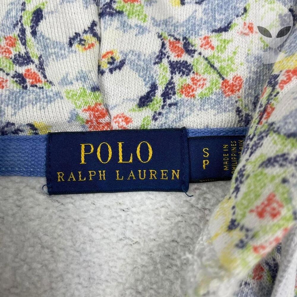 Polo Ralph Lauren Hoodie Small Floral Terry Cotton thick preppy vintage y2k - Picture 4 of 5